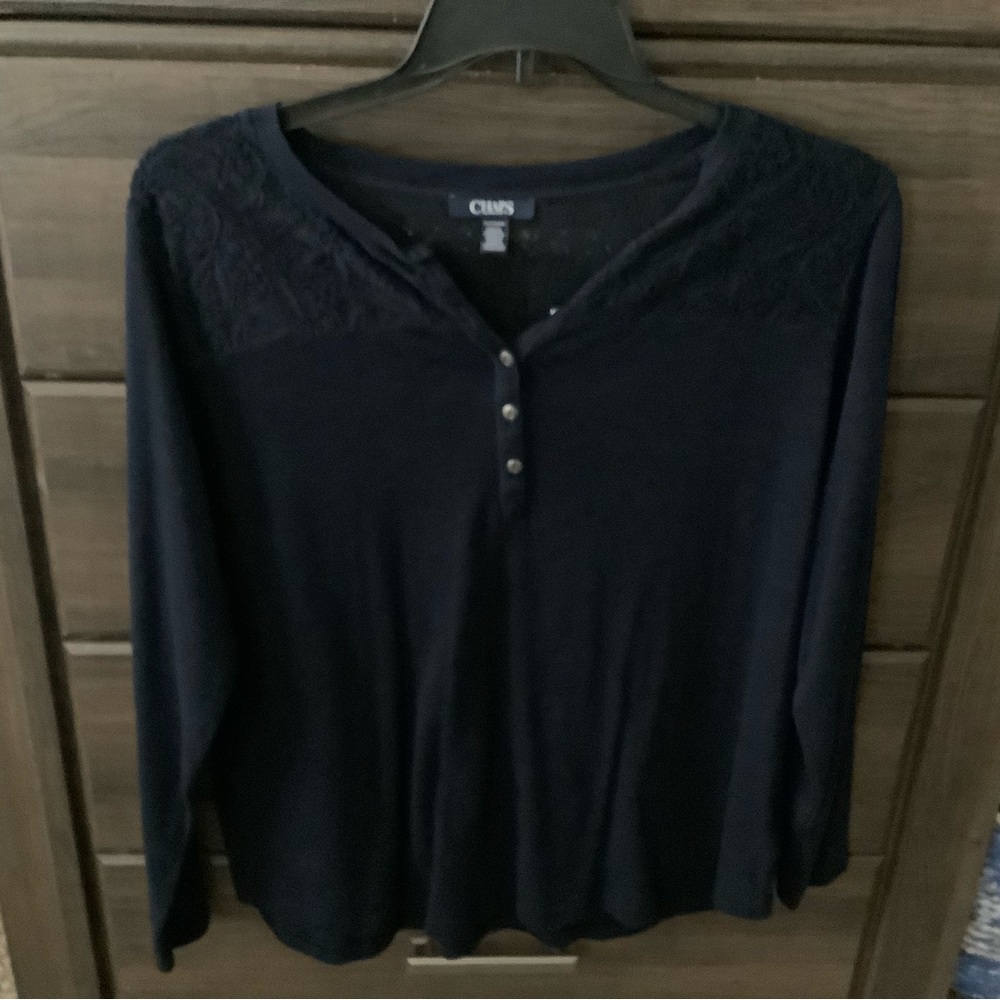 Chaps Black Too , 3/4 Sleeves 2X